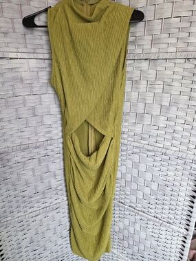 SHEIN Bodycon Monochrome Olive Green Sleeveless Midi Dress
